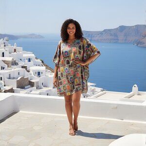 Gypsie Blu Women Casual Mini Dress Tunic Top Caftan Cover Up for Evening Wear